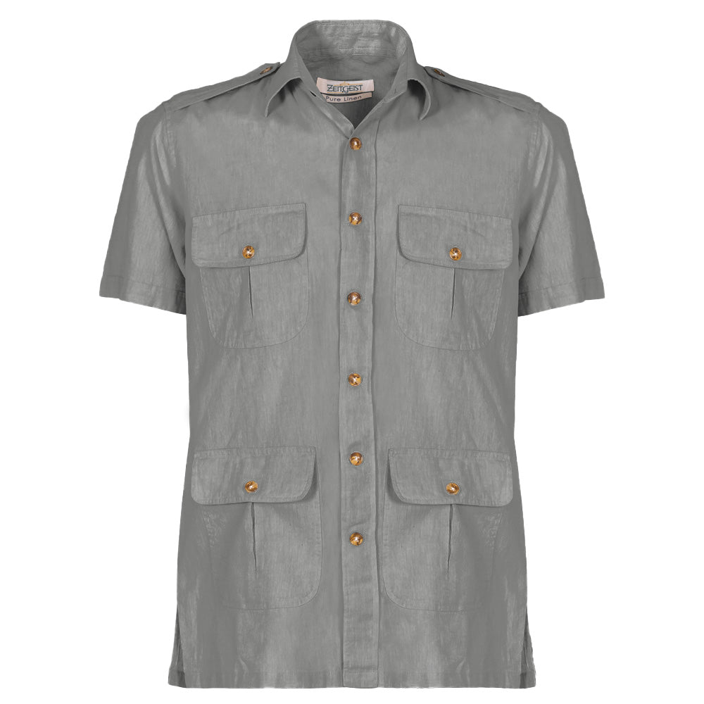 Men's Pure Linen Bush Coat (LIN-1121|CLR/HSL)