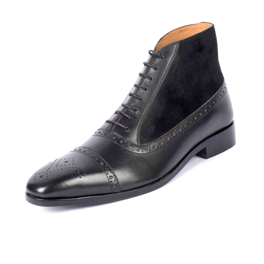 Black Wing Tip Semi Brogue Boot (UENT-MW-4|MIS/1)