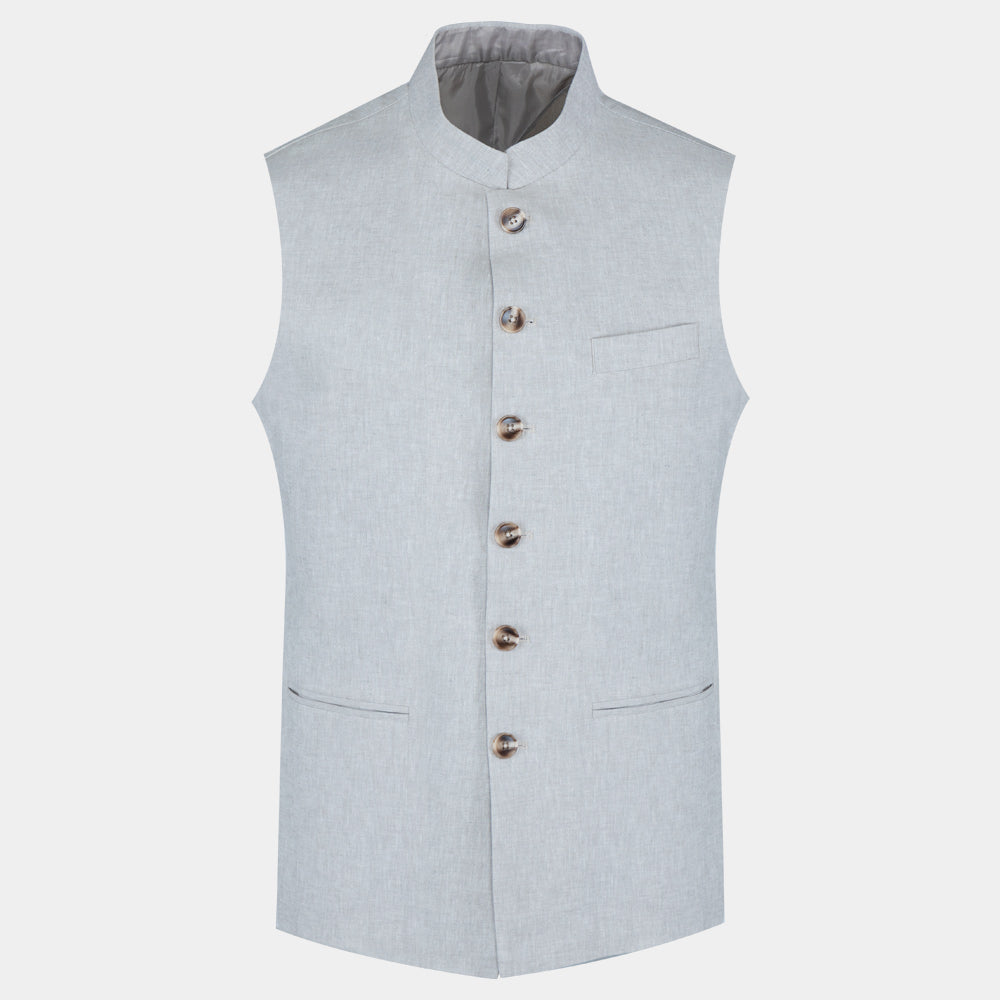 Men's Pure Linen Waist Coat (LIN-1448|REG)       
